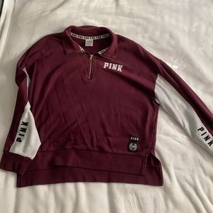 Maroon half-zip VS Pink sweatshirt